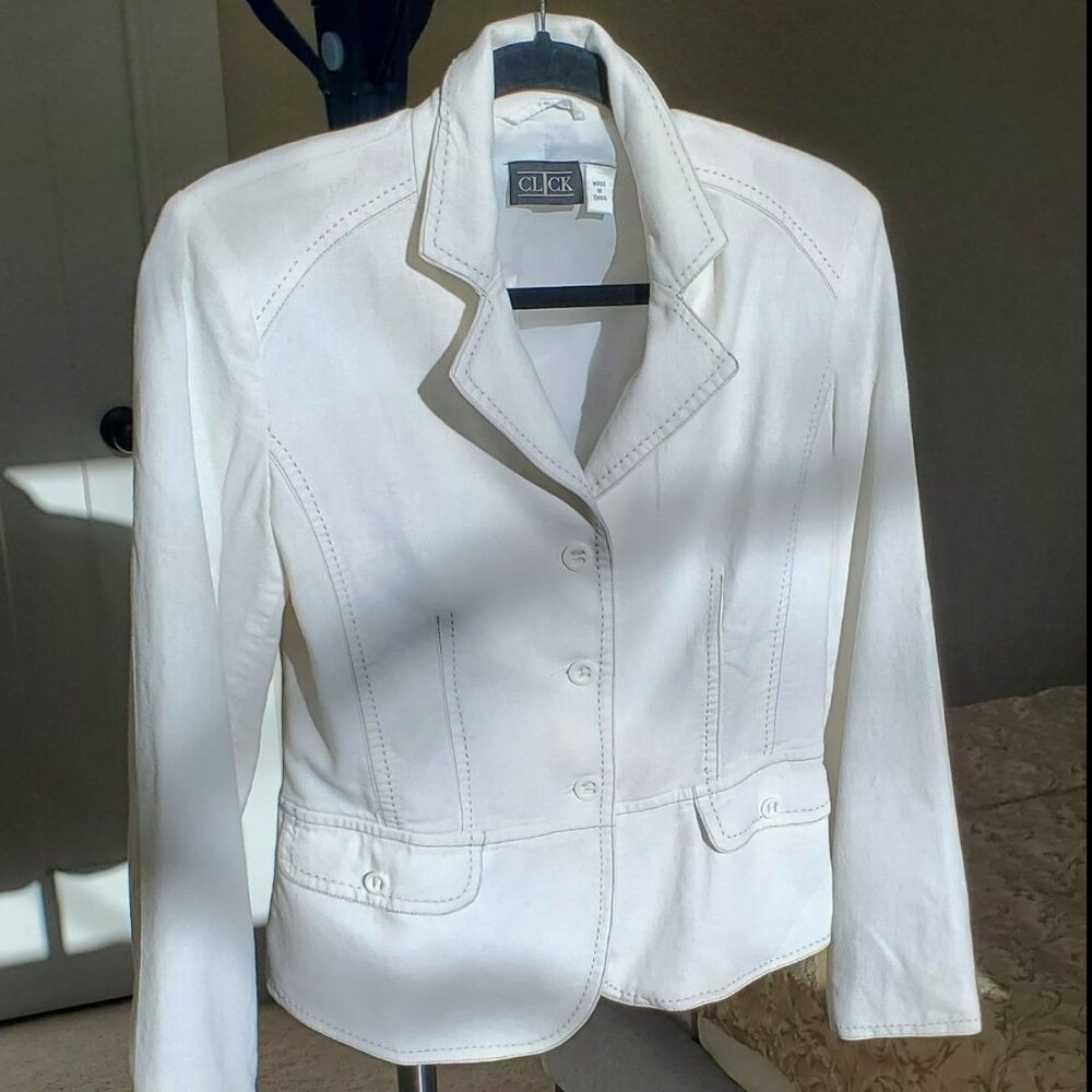 CLICK White Linen Jacket‎ for Women. Size M